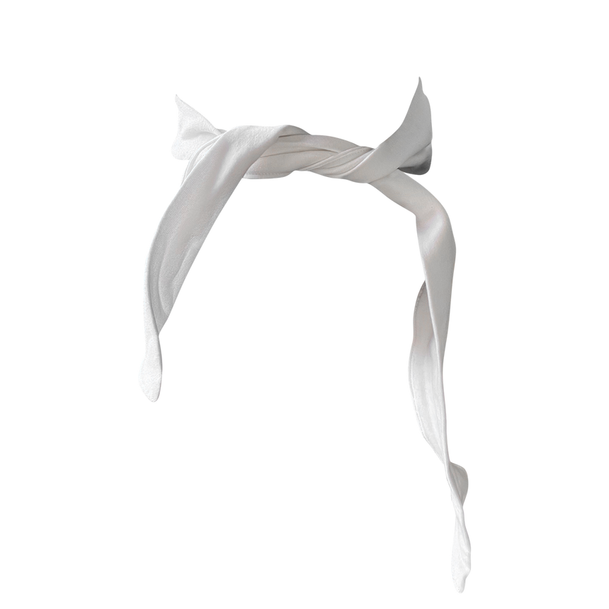 white tie up cotton headband